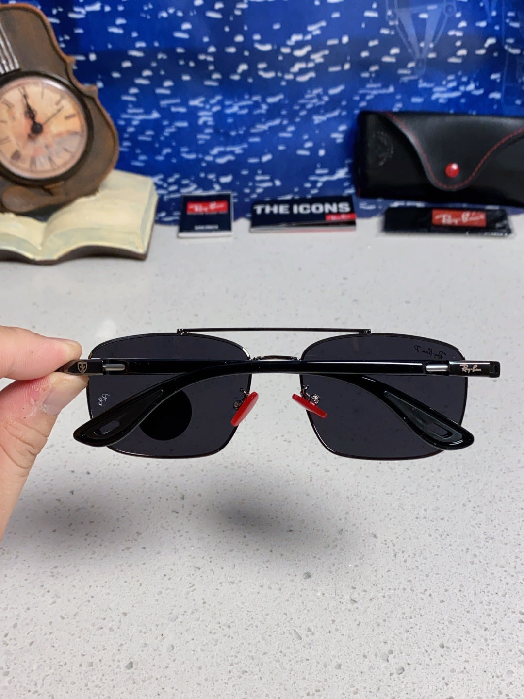 Ray-Ban RB3715M Polarized Square Black Lens Sunglasses for Men - 359020 - detail image 5