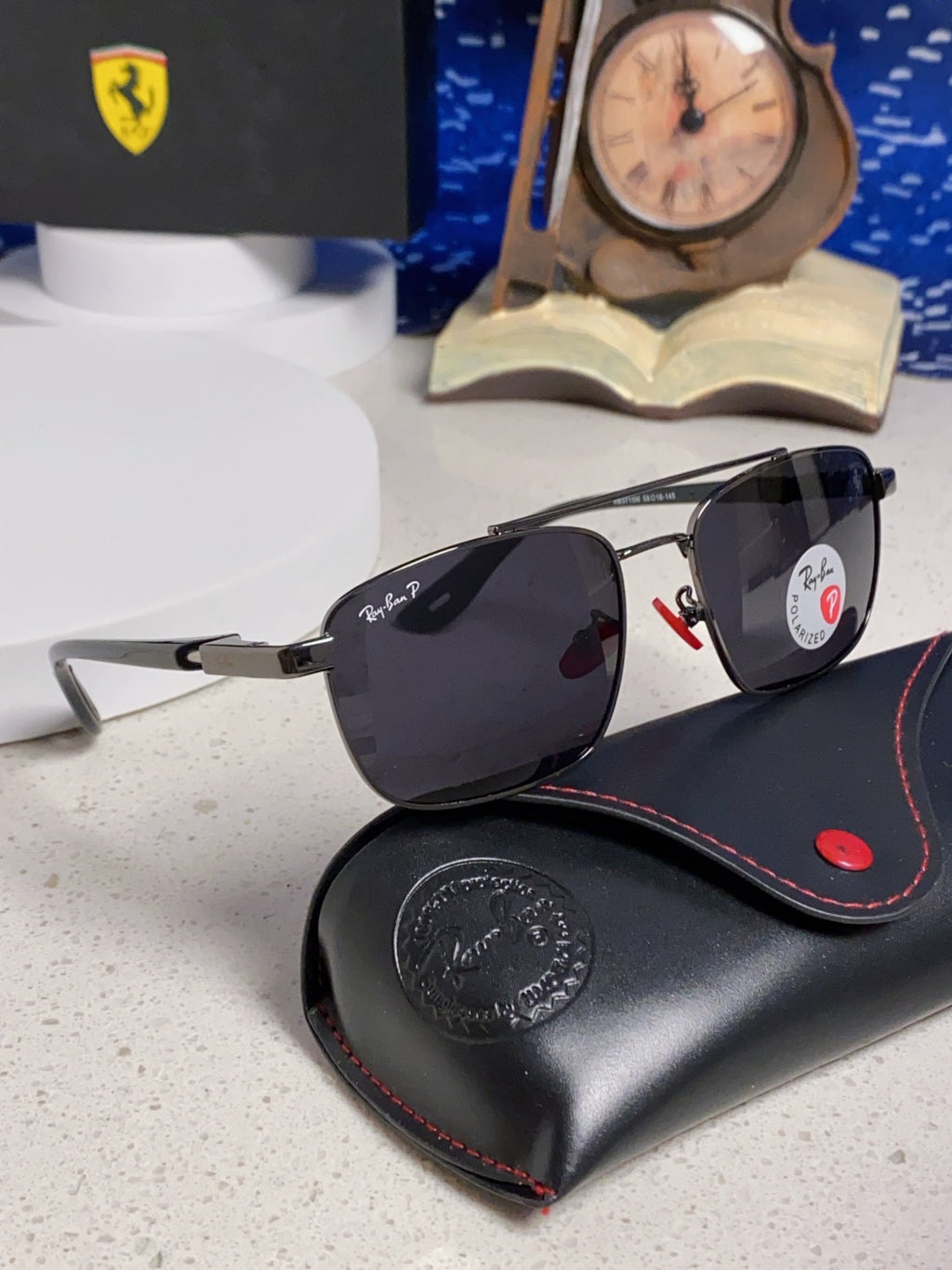 Ray-Ban RB3715M Polarized Square Black Lens Sunglasses for Men - 359020 - detail image 10