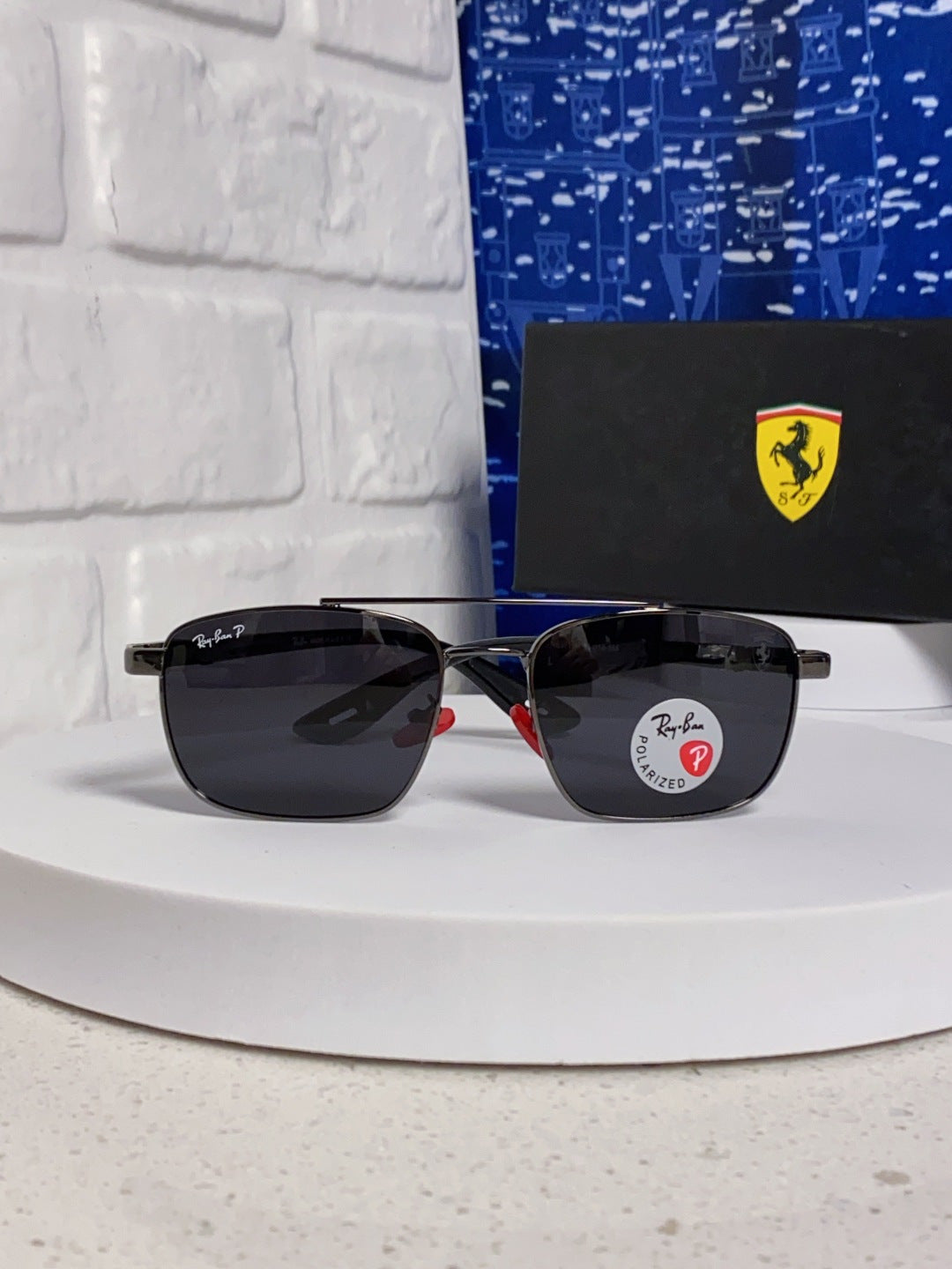 Ray-Ban RB3715M Polarized Square Black Lens Sunglasses for Men - 359020 - detail image 2