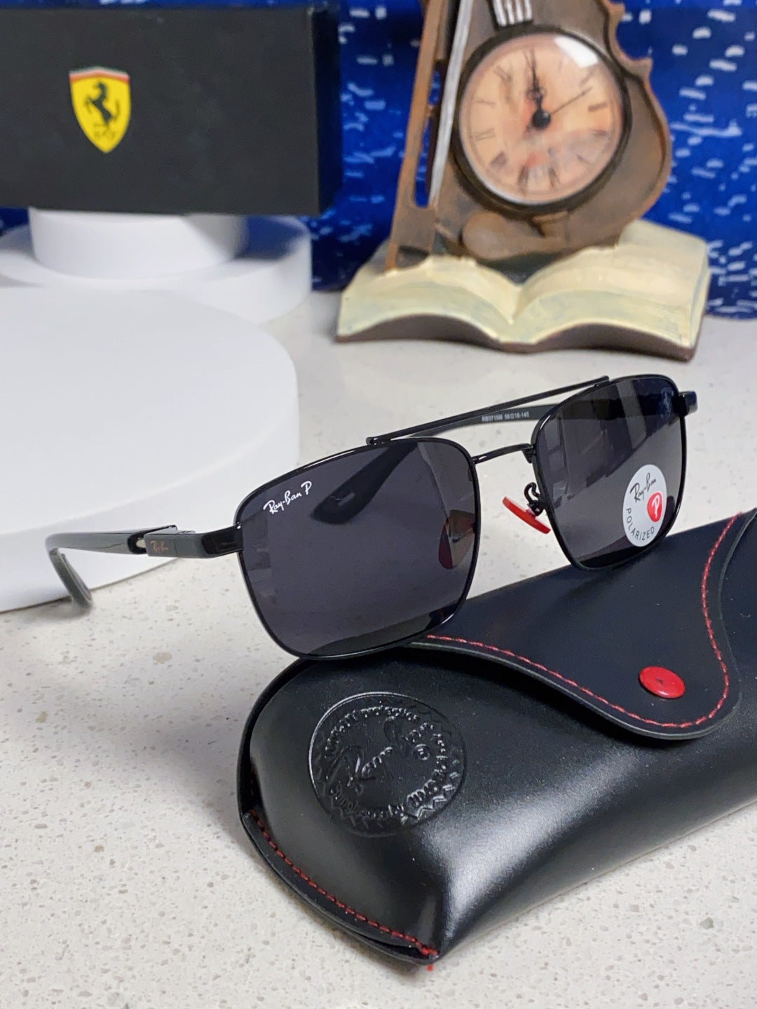 Ray-Ban RB3715M Polarized Square Black Lens Sunglasses for Men - 359021 - detail image 10