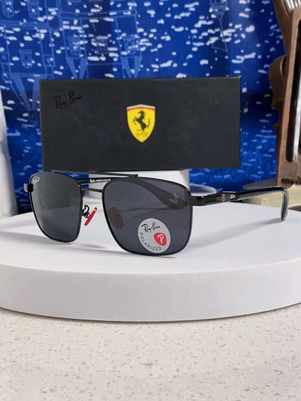 Ray-Ban RB3715M Polarized Square Black Lens Sunglasses for Men - 359021