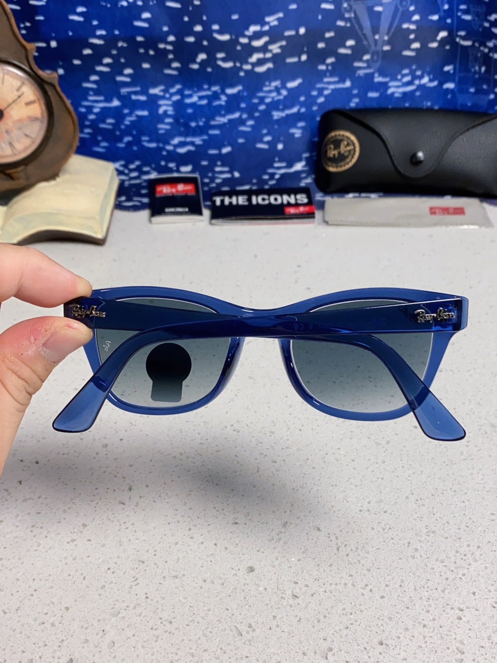 Ray-Ban RB0707SF Aviator Blue Lens Sunglasses for Men - detail image 5