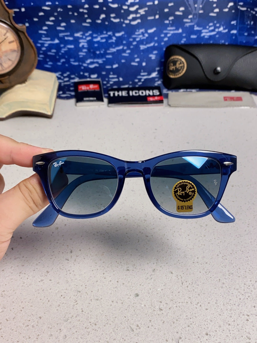 Ray-Ban RB0707SF Aviator Blue Lens Sunglasses for Men - 359008 - detail image 4