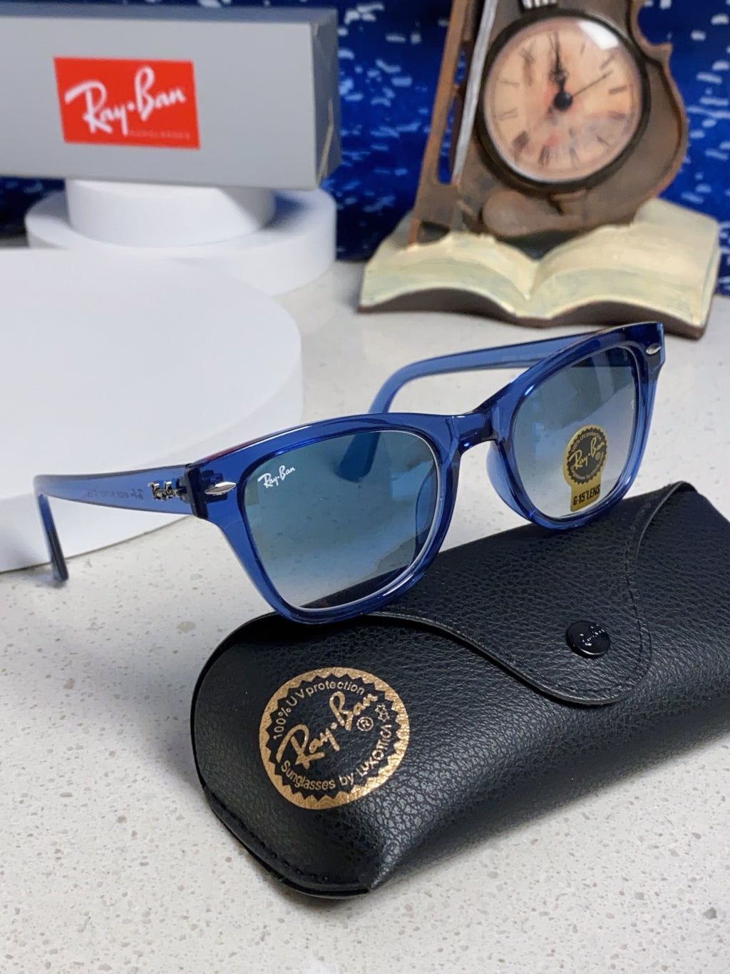 Ray-Ban RB0707SF Aviator Blue Lens Sunglasses for Men - detail image 10