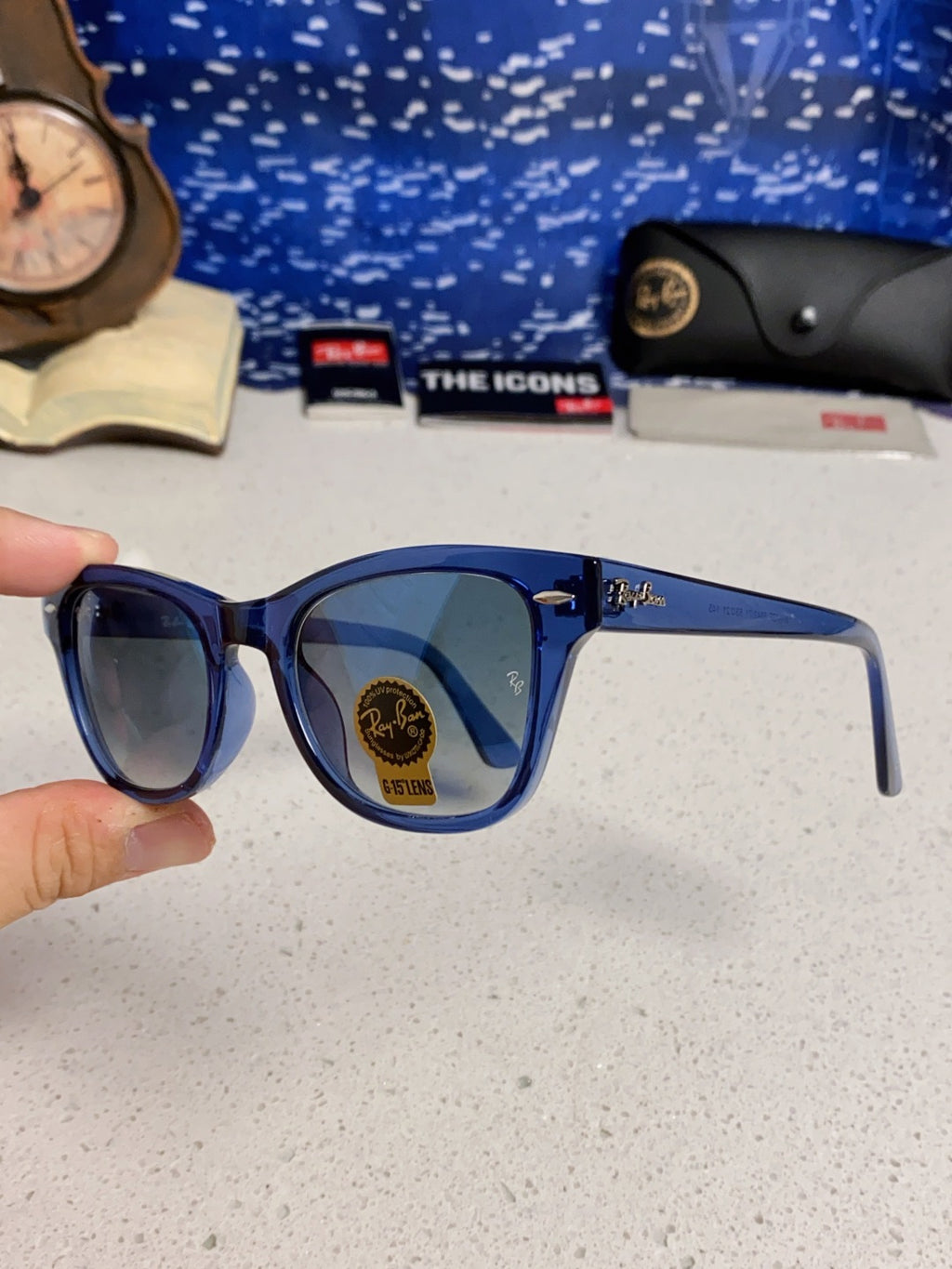 Ray-Ban RB0707SF Aviator Blue Lens Sunglasses for Men - 359008 - detail image 6