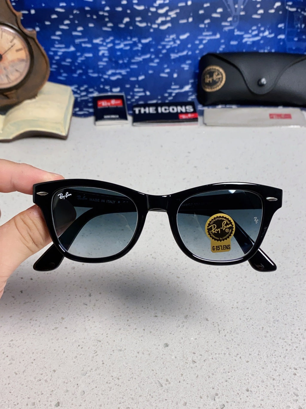 Ray-Ban RB0707SF Aviator Silver Lens Sunglasses for Men - detail image 4