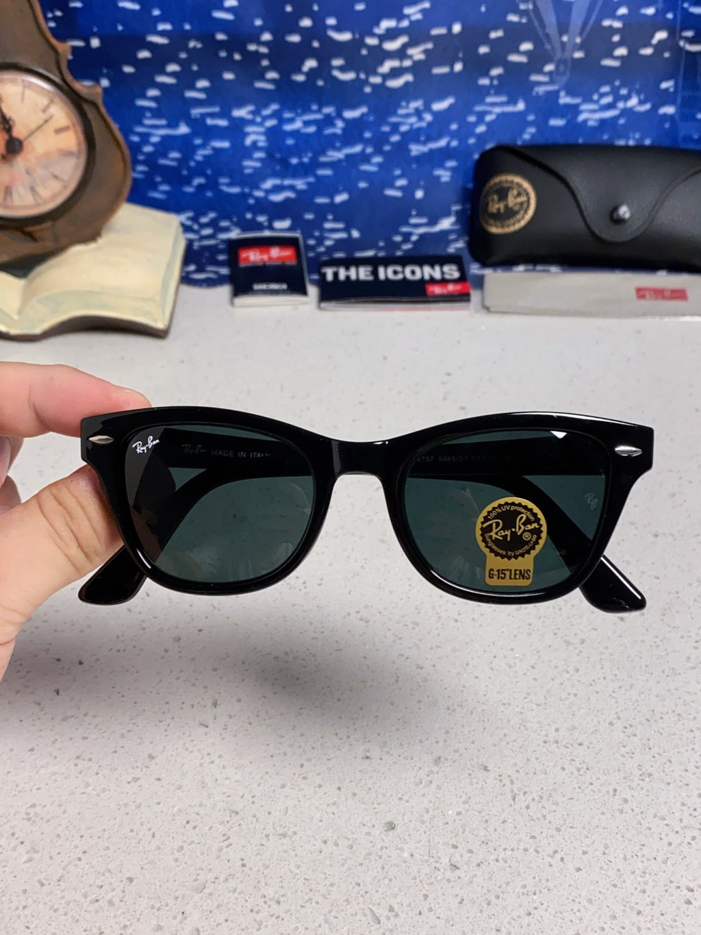 Ray-Ban RB0707SF Aviator Black Lens Sunglasses for Men - detail image 4