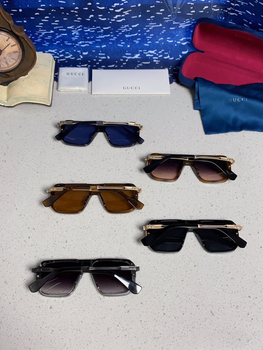 Gucci Metal Aviator Blue Lens Sunglasses for Men & Women - 357963 - detail image 11