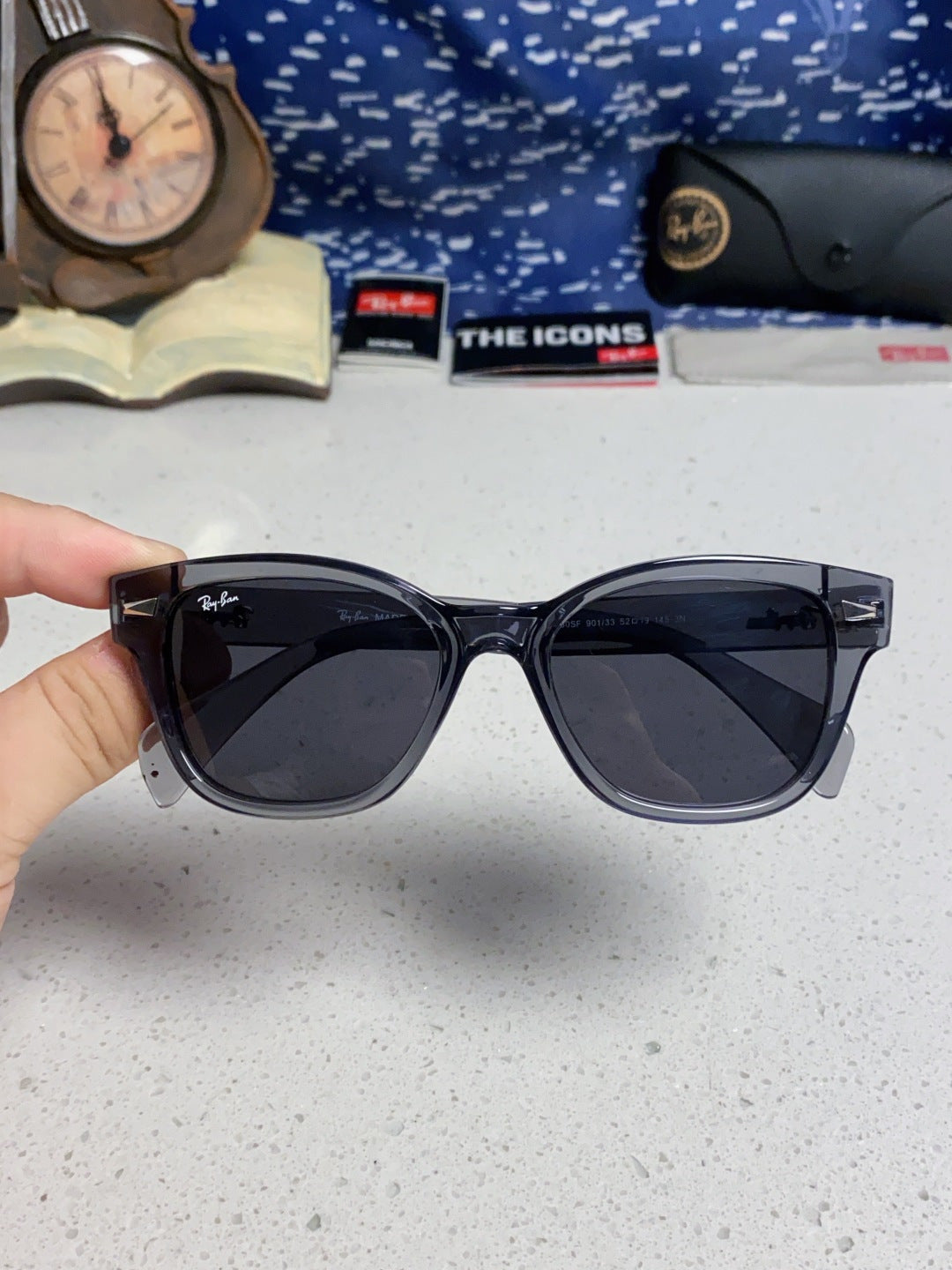 Ray-Ban RB0880 Square Black Lens Sunglasses for Men & Women - 383153 - detail image 4