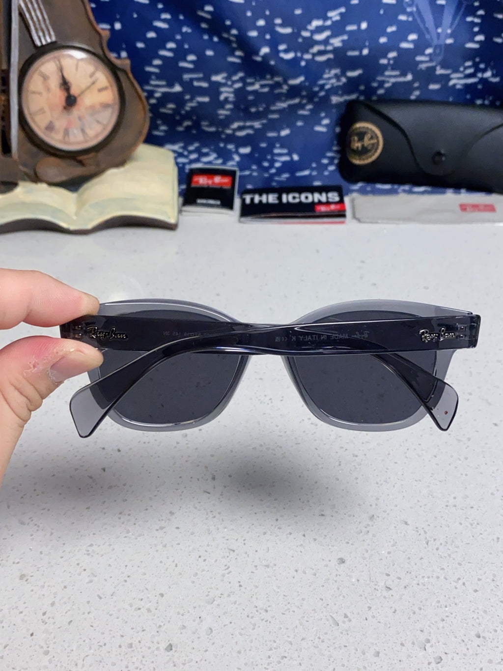 Ray-Ban RB0880 Square Black Lens Sunglasses for Men & Women - 383153 - detail image 5
