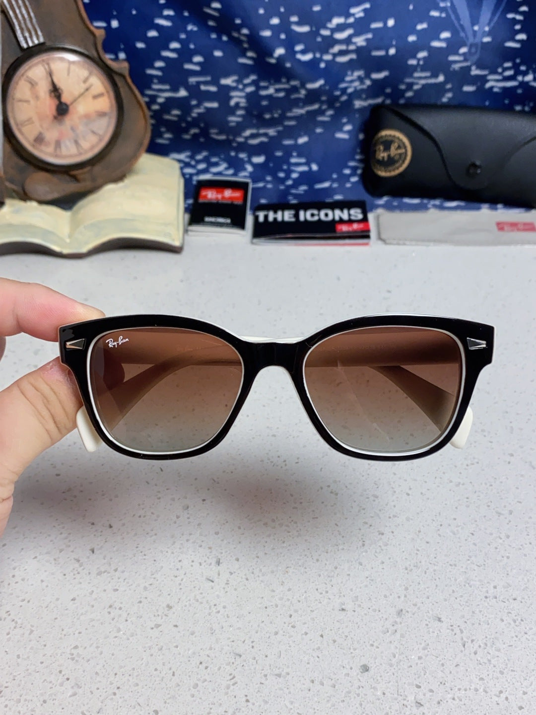 Ray-Ban RB0880 Square Silver Lens Sunglasses for Men & Women - detail image 4