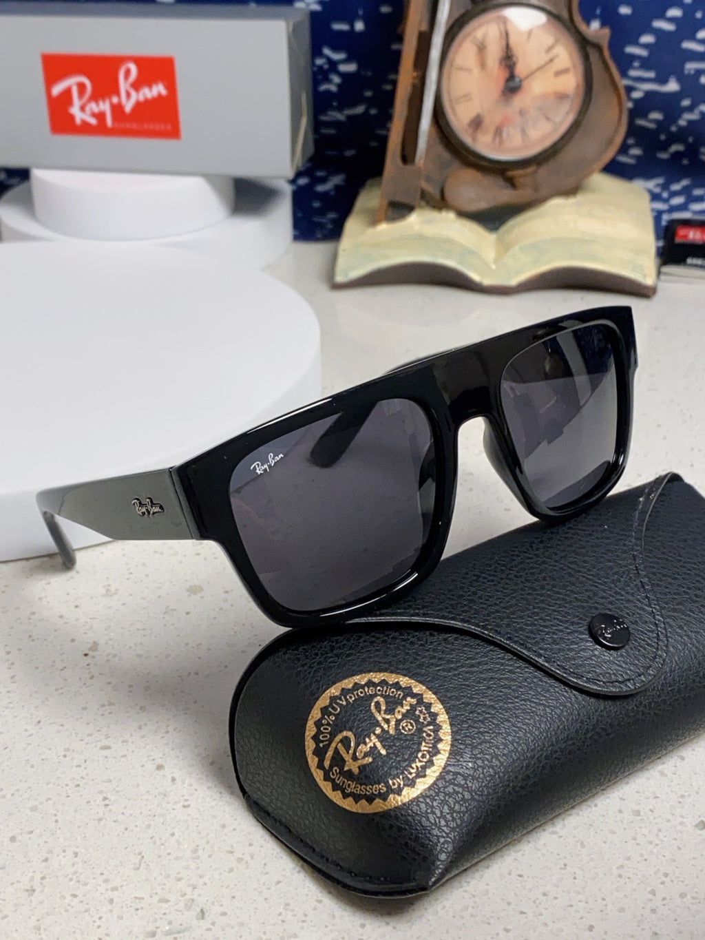 Ray-Ban RB0360 Square Black Lens Sunglasses for Men & Women - detail image 10