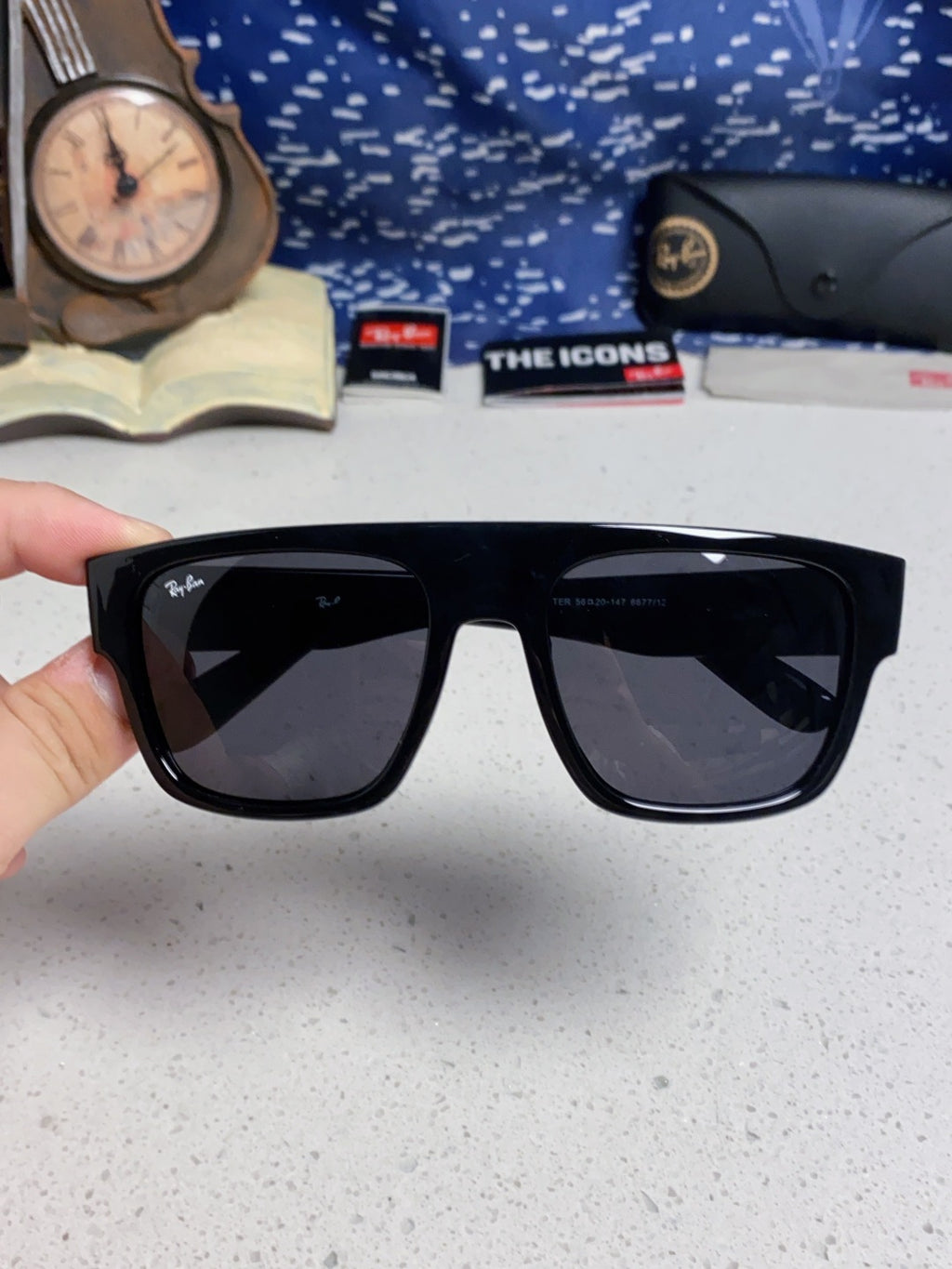 Ray-Ban RB0360 Square Black Lens Sunglasses for Men & Women - detail image 4