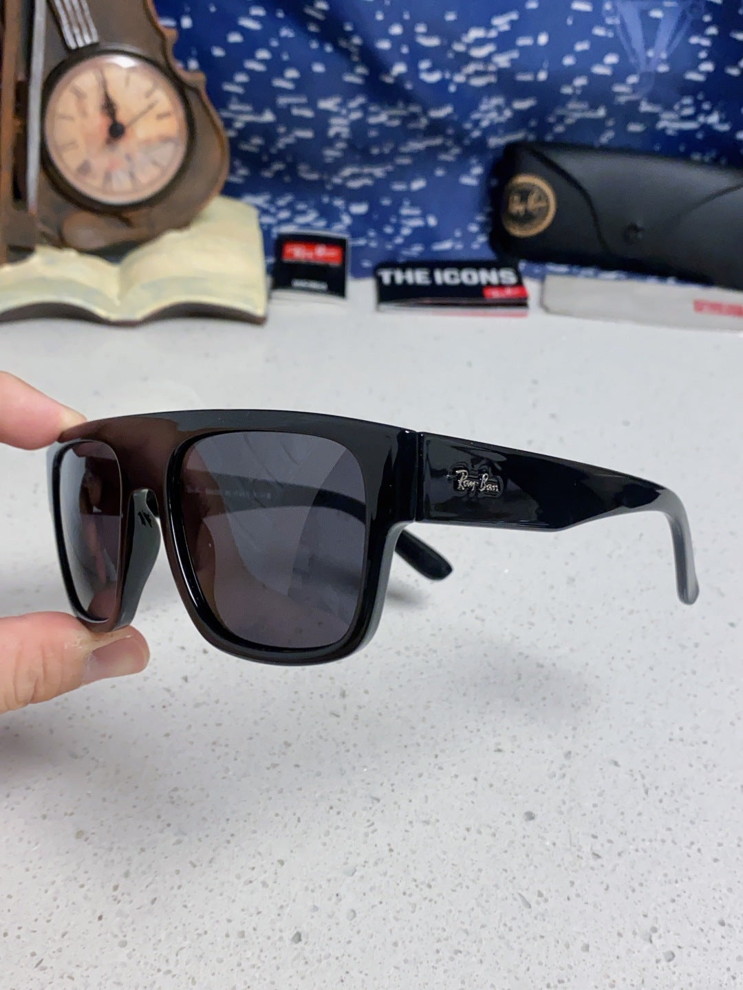Ray-Ban RB0360 Square Black Lens Sunglasses for Men & Women - detail image 6