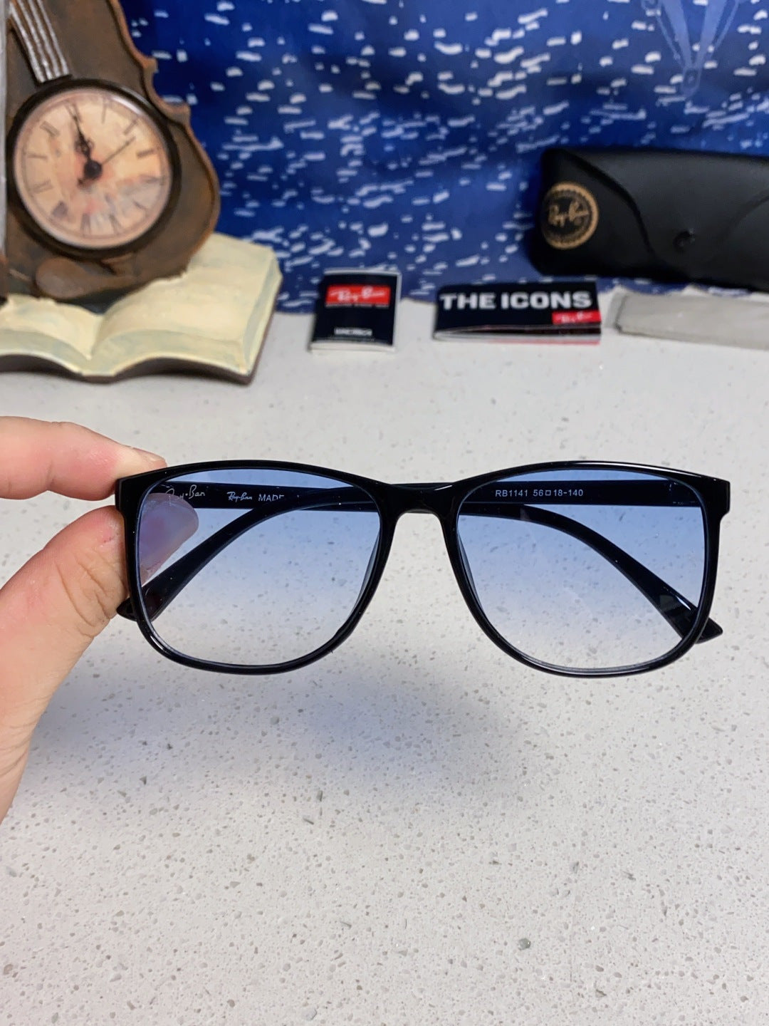 Ray-Ban RB1141 Oversized Blue Lens Sunglasses for Men & Women - 399488 - detail image 4