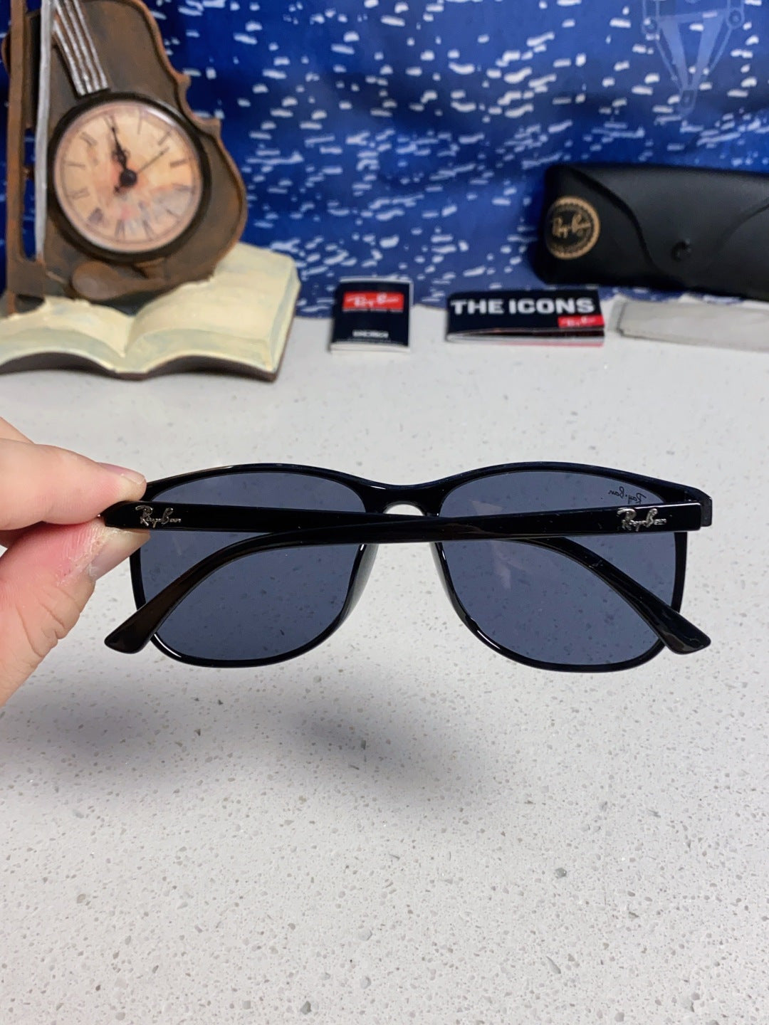 Ray-Ban RB1141 Oversized Blue Lens Sunglasses for Men & Women - detail image 5