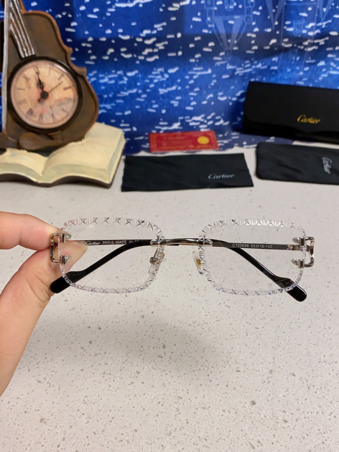 Cartier Metal Square Silver Lens Sunglasses for Men & Women - 998230 - detail image 3
