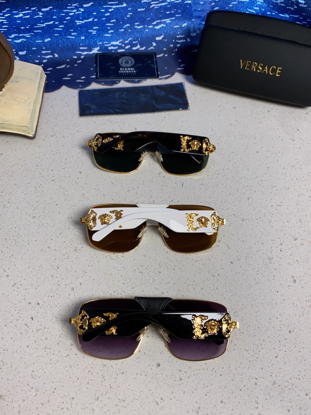 Versace Metal Square Purple Lens Sunglasses for Men & Women - detail image 11