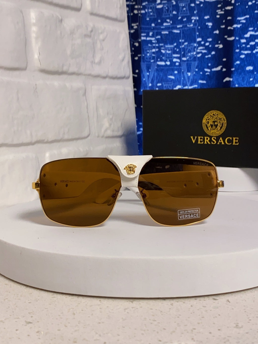 Versace Metal Square Brown Lens Sunglasses for Men & Women - detail image 2