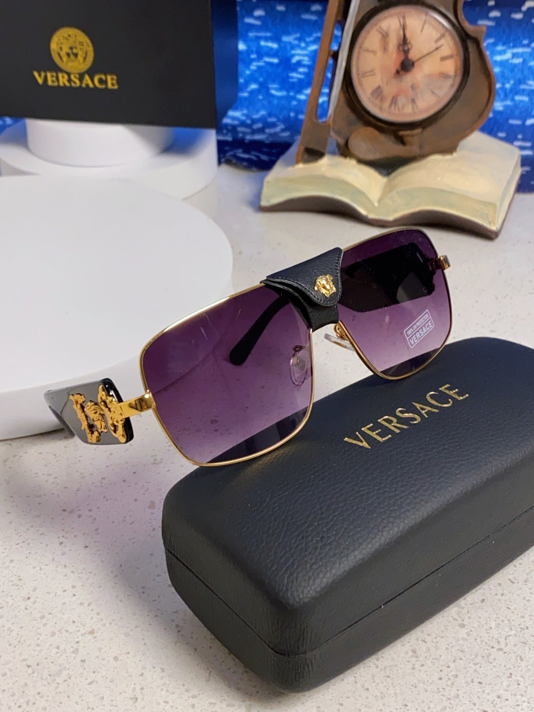 Versace Metal Square Purple Lens Sunglasses for Men & Women - detail image 10