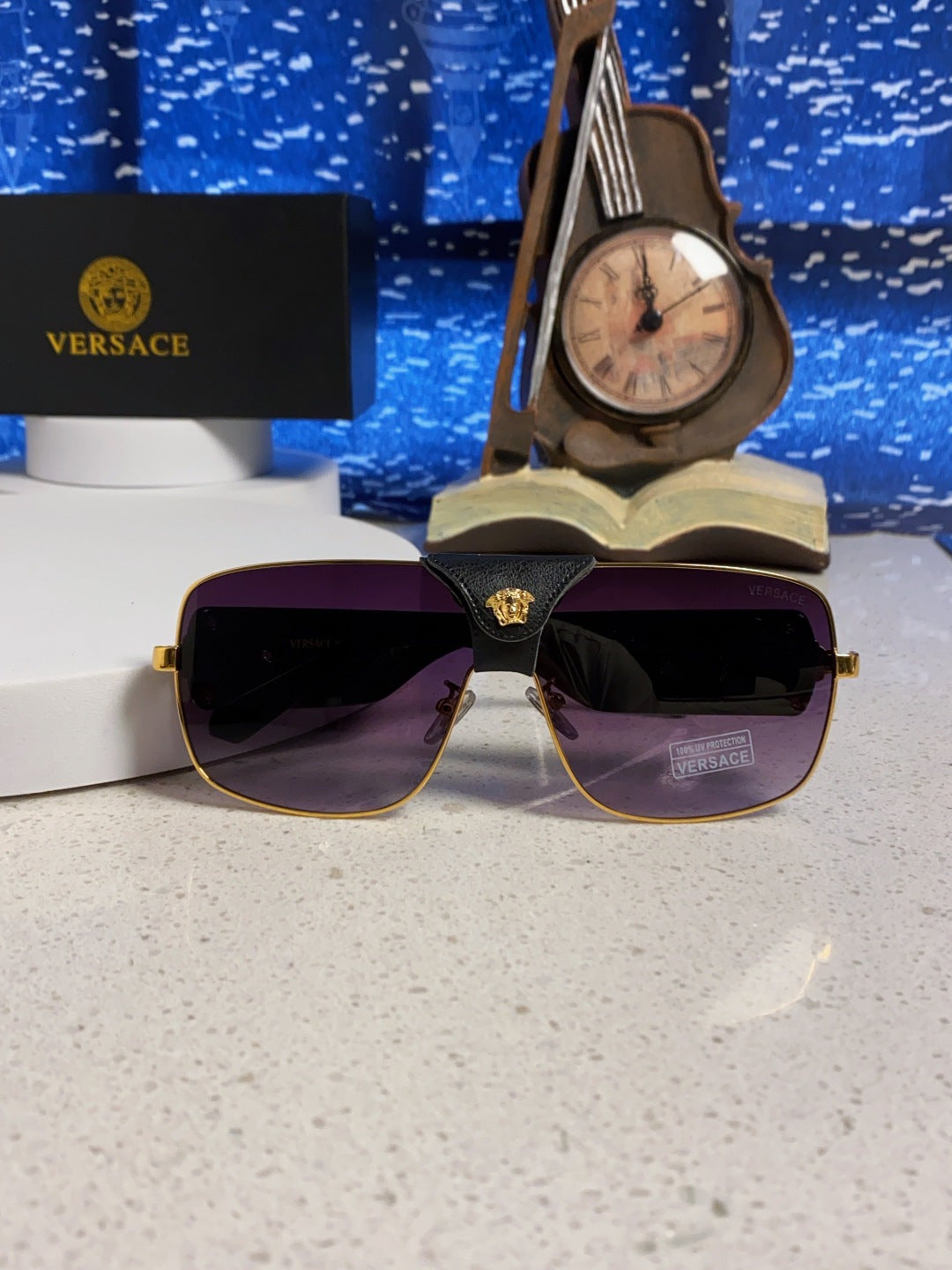 Versace Metal Square Purple Lens Sunglasses for Men & Women - detail image 9