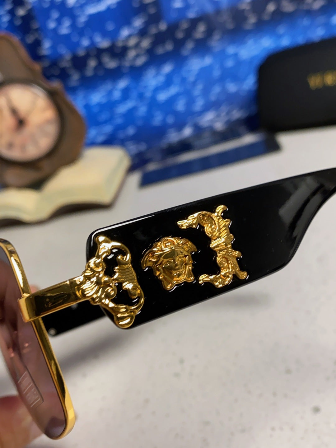 Versace Metal Square Purple Lens Sunglasses for Men & Women - detail image 7