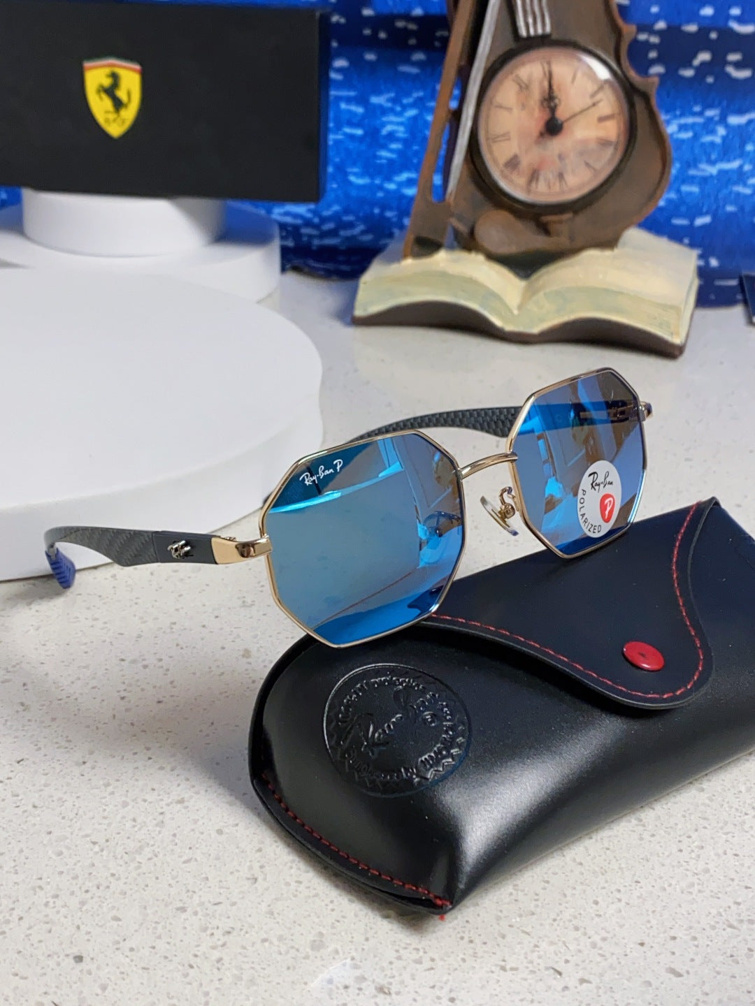Ray-Ban RB3140 Polarized Square Blue Lens Sunglasses for Men & Women - detail image 10