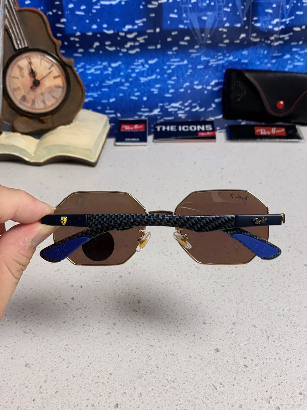 Ray-Ban RB3140 Polarized Square Blue Lens Sunglasses for Men & Women - detail image 5