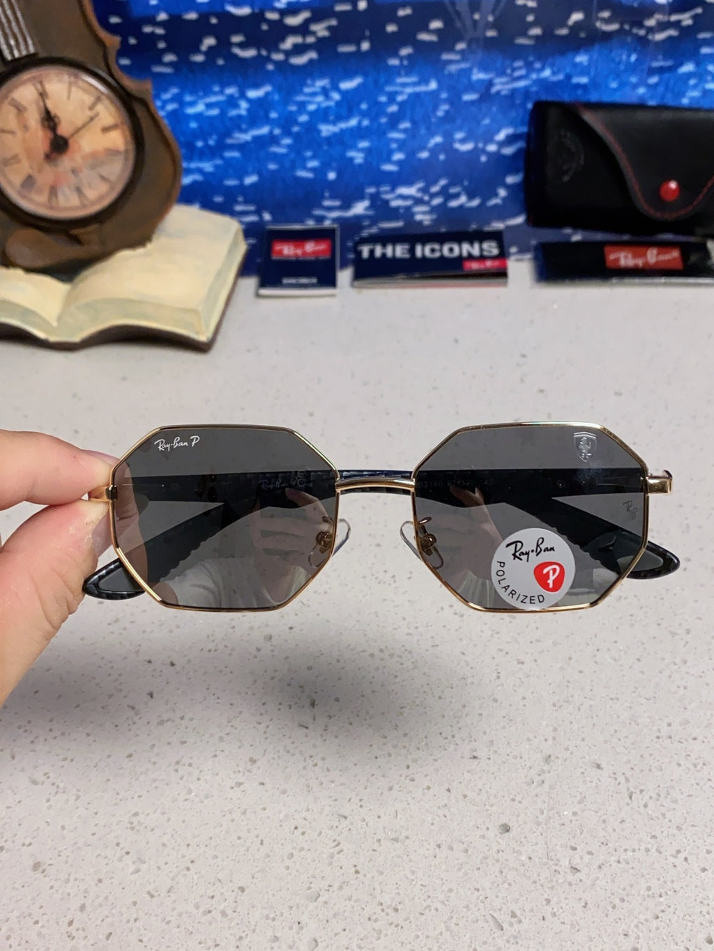 Ray-Ban RB3140 Polarized Square Silver Lens Sunglasses for Men & Wome - 488200 - detail image 4