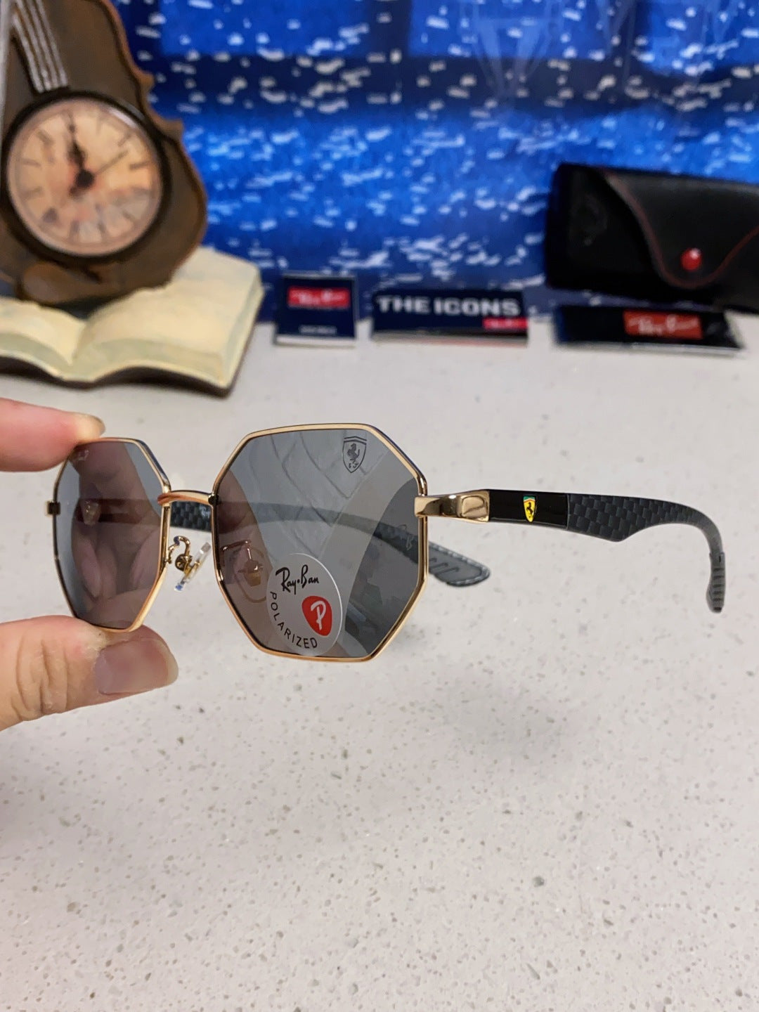 Ray-Ban RB3140 Polarized Square Silver Lens Sunglasses for Men & Wome - 488200 - detail image 6