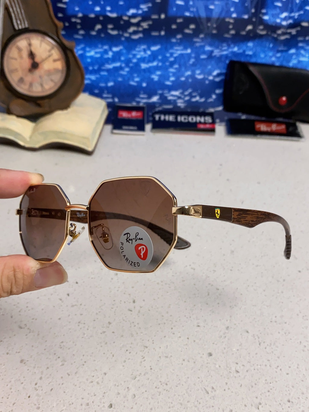 Ray-Ban RB3140 Polarized Square Red Lens Sunglasses for Men & Women - detail image 6