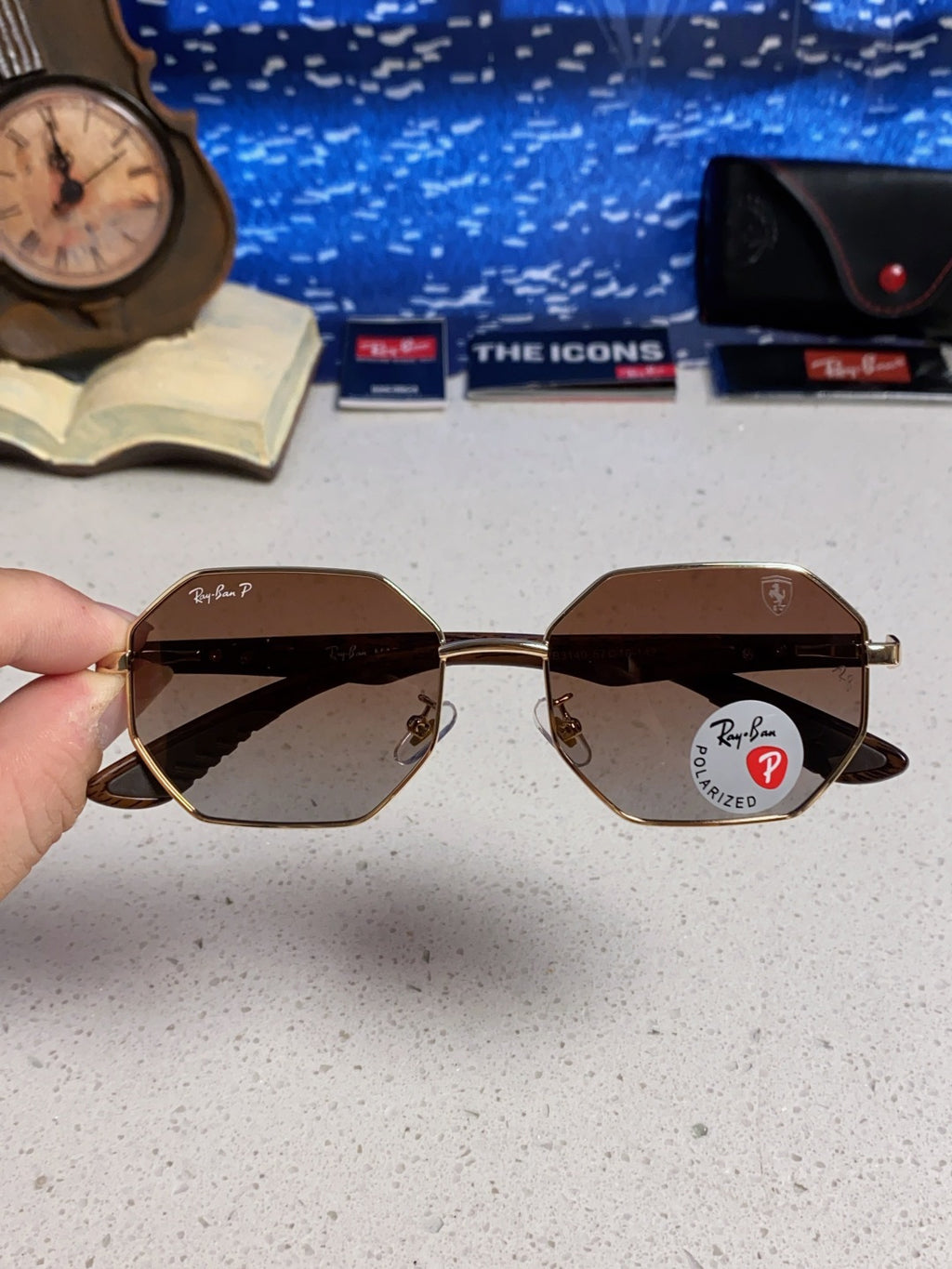 Ray-Ban RB3140 Polarized Square Red Lens Sunglasses for Men & Women - detail image 4