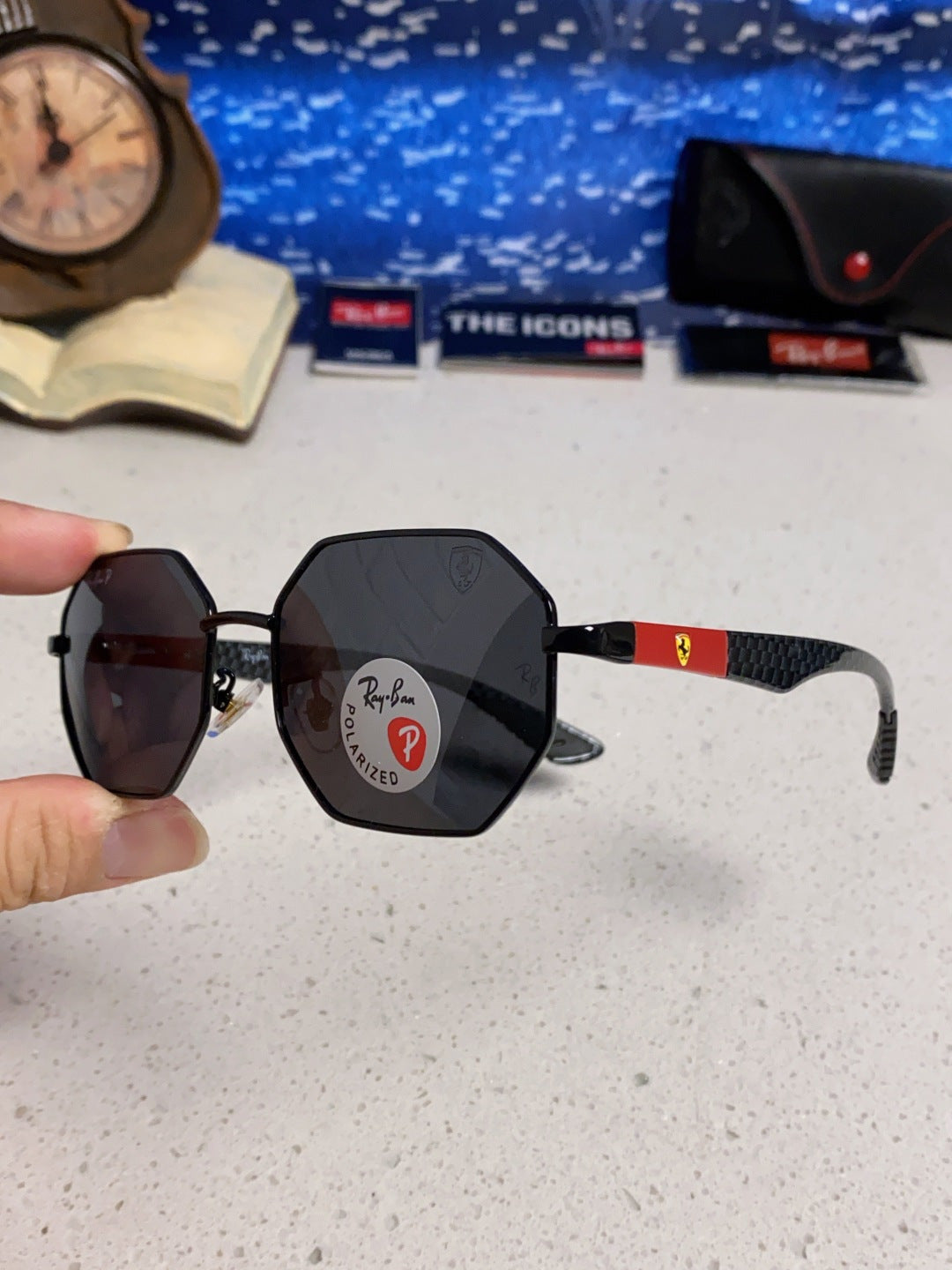 Ray-Ban RB3140 Polarized Square Silver Lens Sunglasses for Men & Women - detail image 6