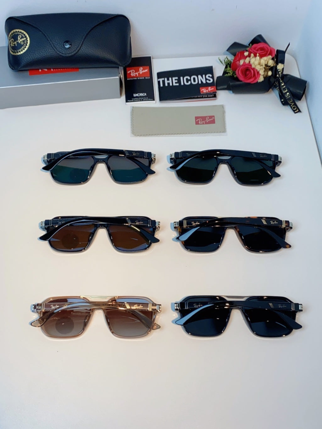 Ray-Ban RB8970 Polarized Square Black Lens Sunglasses for Men & Women - detail image 11