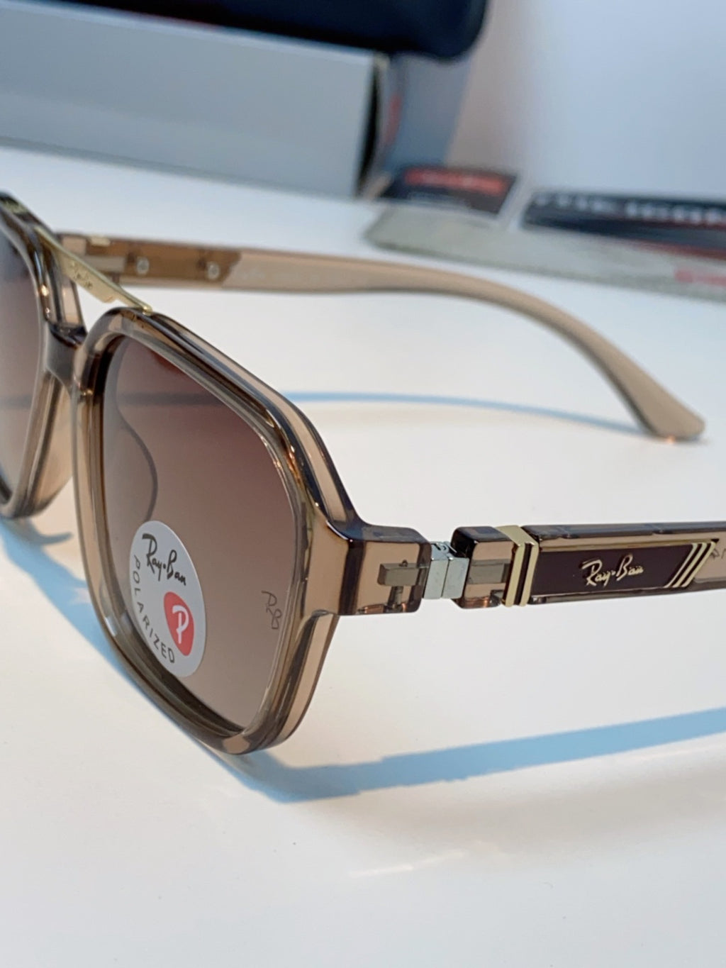 Ray-Ban RB8970 Polarized Square Brown Lens Sunglasses for Men & Women - detail image 7