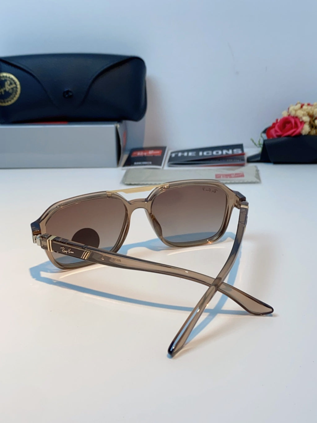 Ray-Ban RB8970 Polarized Square Brown Lens Sunglasses for Men & Women - detail image 3