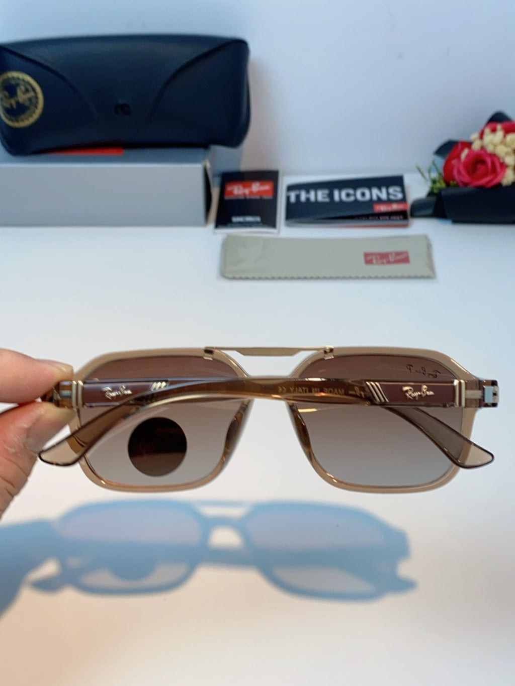 Ray-Ban RB8970 Polarized Square Brown Lens Sunglasses for Men & Women - detail image 5