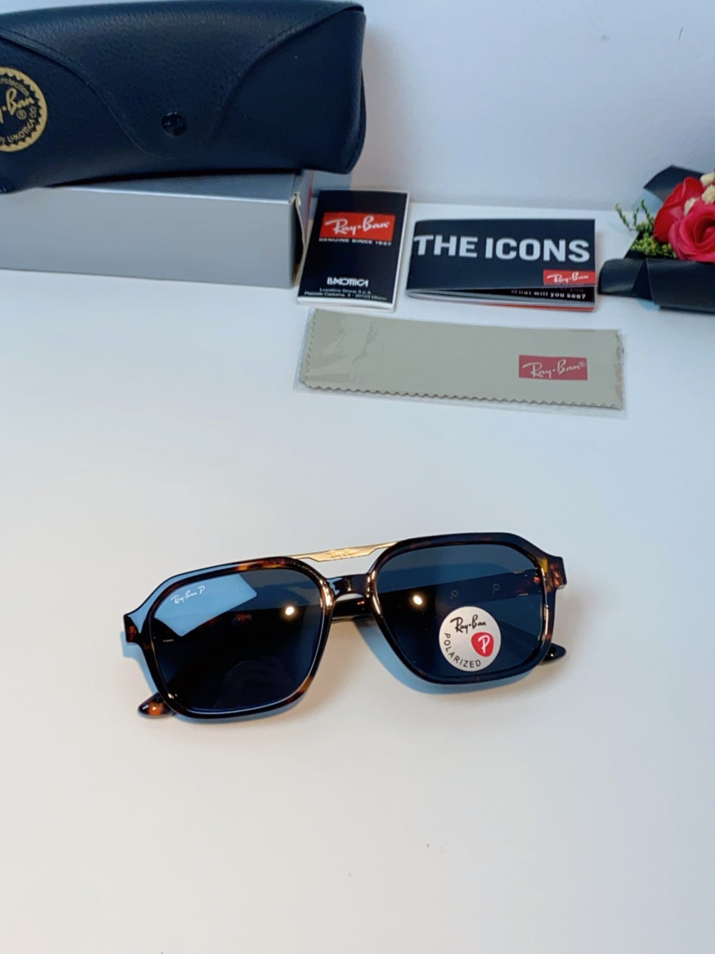 Ray-Ban RB8970 Polarized Square Black Lens Sunglasses for Men & Women - 433137 - detail image 9