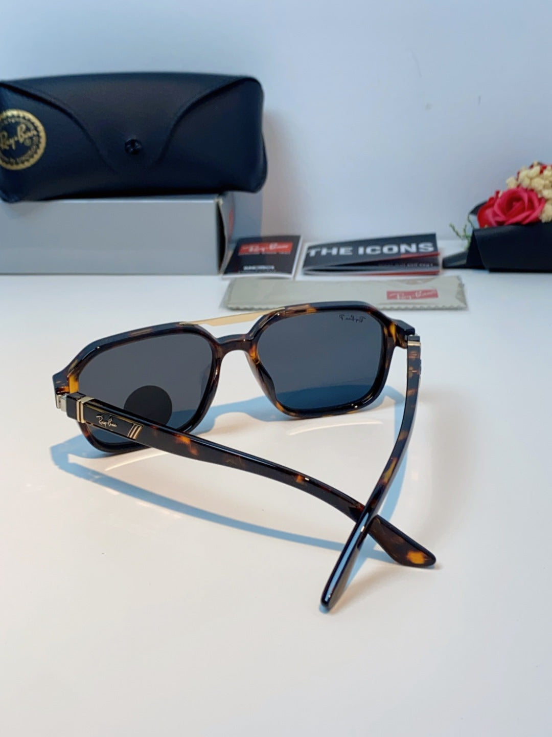 Ray-Ban RB8970 Polarized Square Black Lens Sunglasses for Men & Women - 433137 - detail image 3