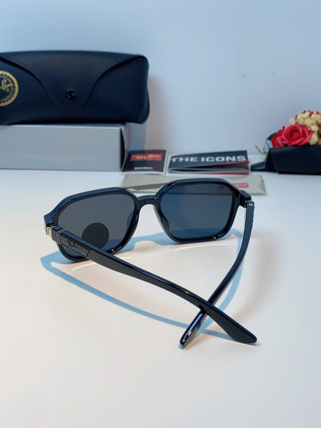 Ray-Ban RB8970 Polarized Square Black Lens Sunglasses for Men & Women - detail image 3