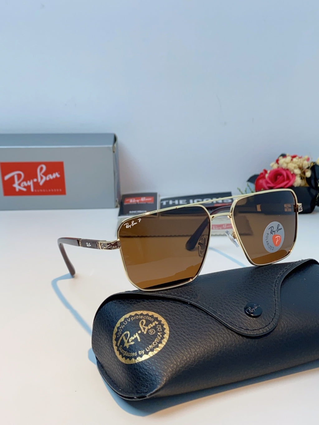 Ray-Ban RB58477 Polarized Oversized Brown Lens Sunglasses for Men & Women - detail image 10