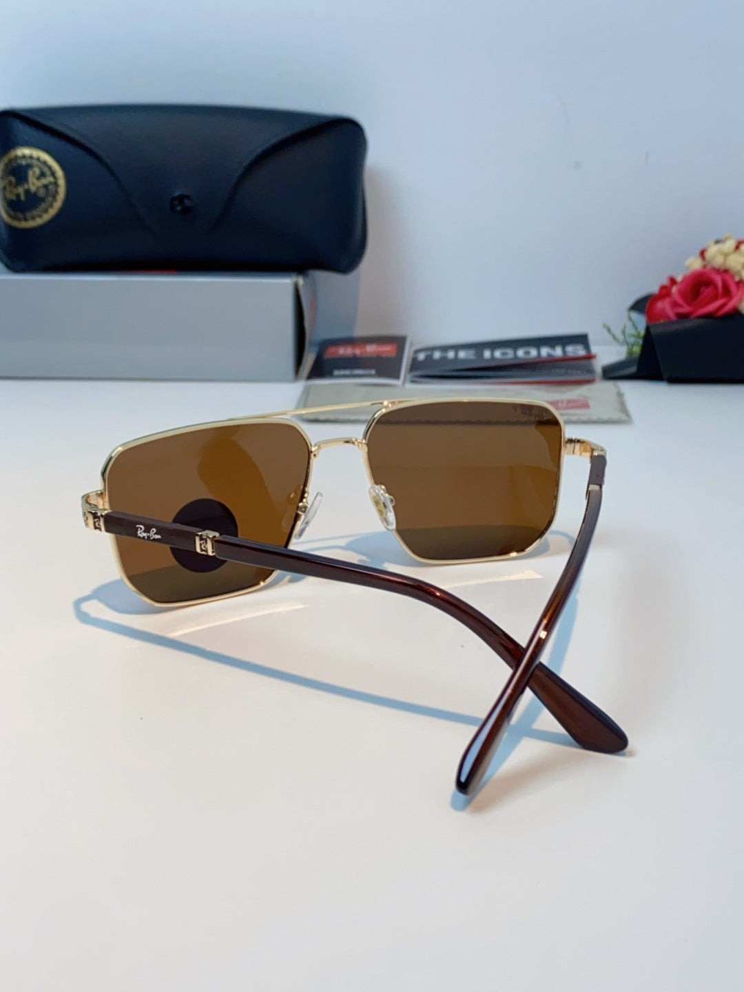 Ray-Ban RB58477 Polarized Oversized Brown Lens Sunglasses for Men & Women - detail image 3