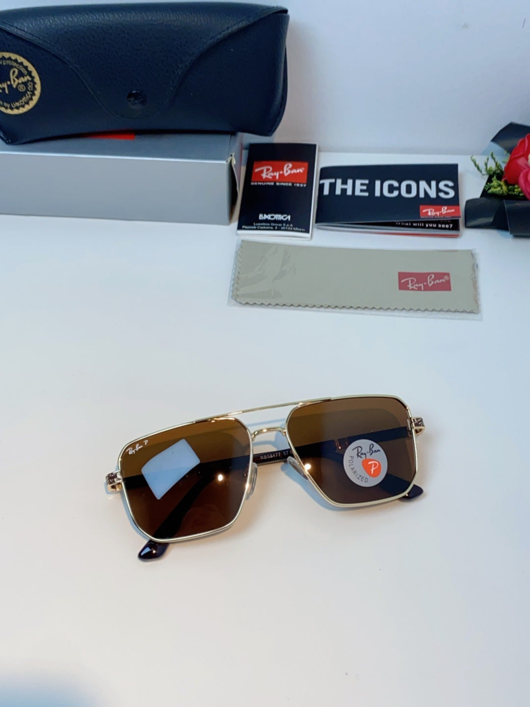 Ray-Ban RB58477 Polarized Oversized Brown Lens Sunglasses for Men & Women - detail image 9