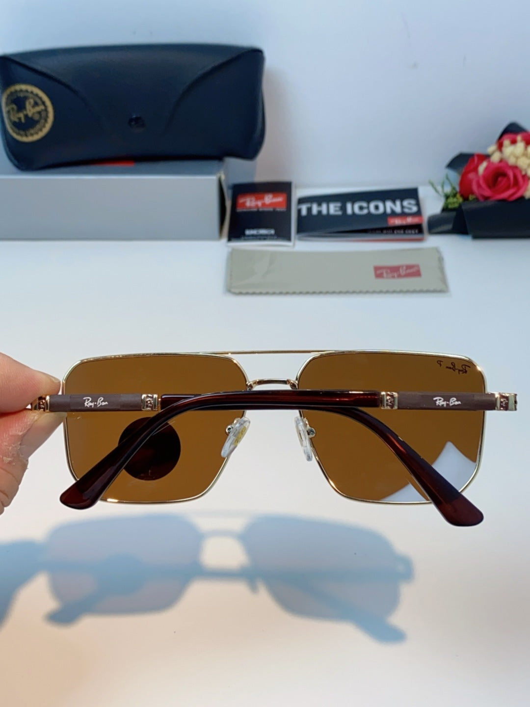 Ray-Ban RB58477 Polarized Oversized Brown Lens Sunglasses for Men & Women - detail image 5