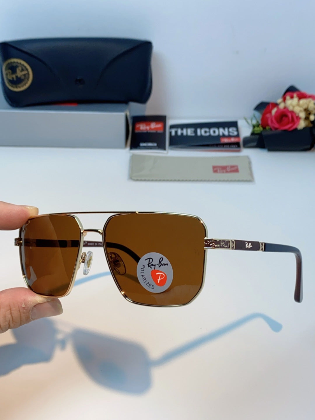 Ray-Ban RB58477 Polarized Oversized Brown Lens Sunglasses for Men & Women - detail image 6