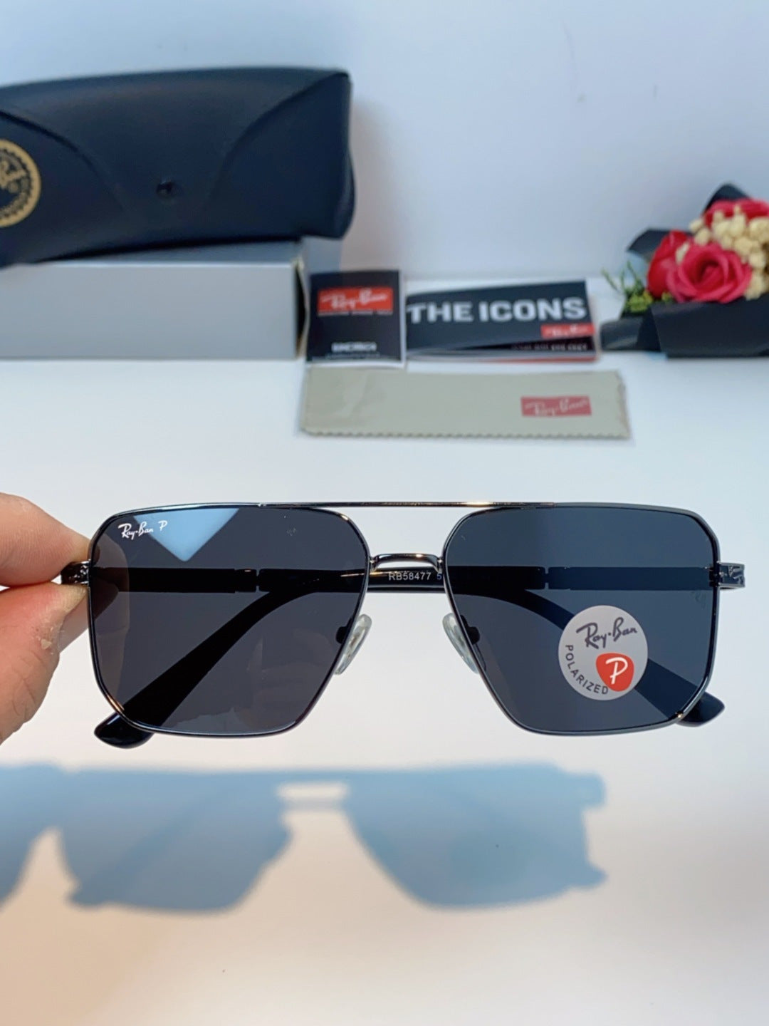 Ray-Ban RB58477 Polarized Oversized Black Lens Sunglasses for Men & W - 433131 - detail image 4