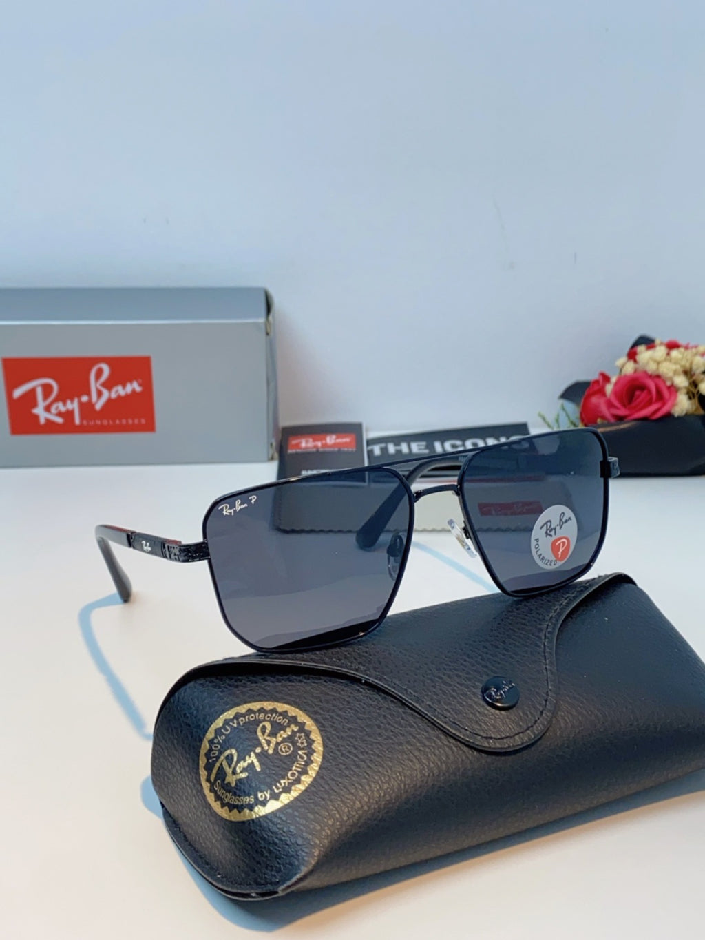 Ray-Ban RB58477 Polarized Oversized Black Lens Sunglasses for Men & Women - detail image 10