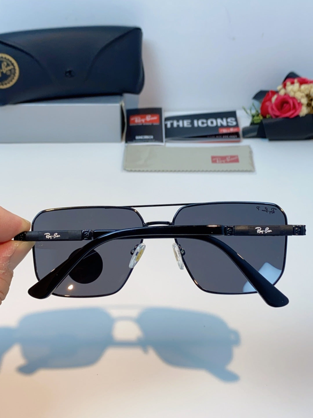 Ray-Ban RB58477 Polarized Oversized Black Lens Sunglasses for Men & Women - detail image 5