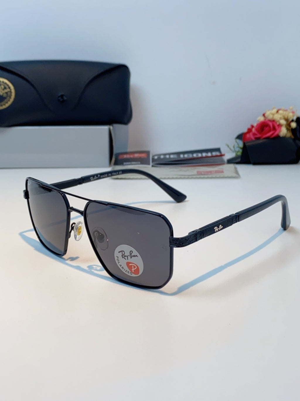 Ray-Ban RB58477 Polarized Oversized Black Lens Sunglasses for Men & Women