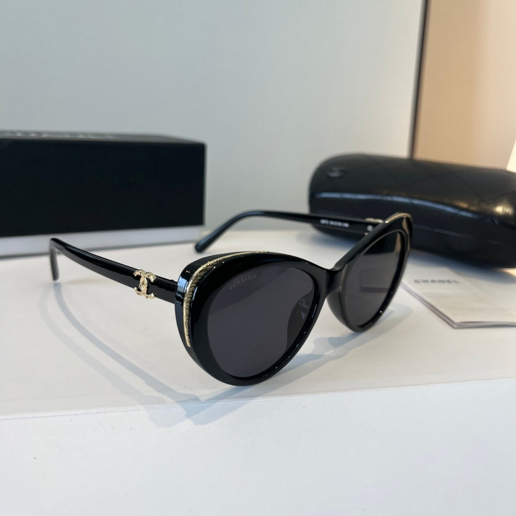 Chanel Cat-Eye Black Lens Sunglasses for Men & Women - 997757